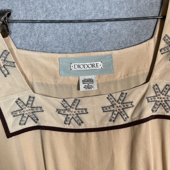 Anthropologie Diodore Dress Womens 12 Romantic Camel Silk Alpine Tie Back - Picture 6 of 16